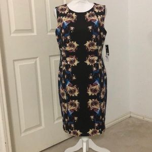 Tahari Mirror Print Sleeveless Scuba Sheath Dress